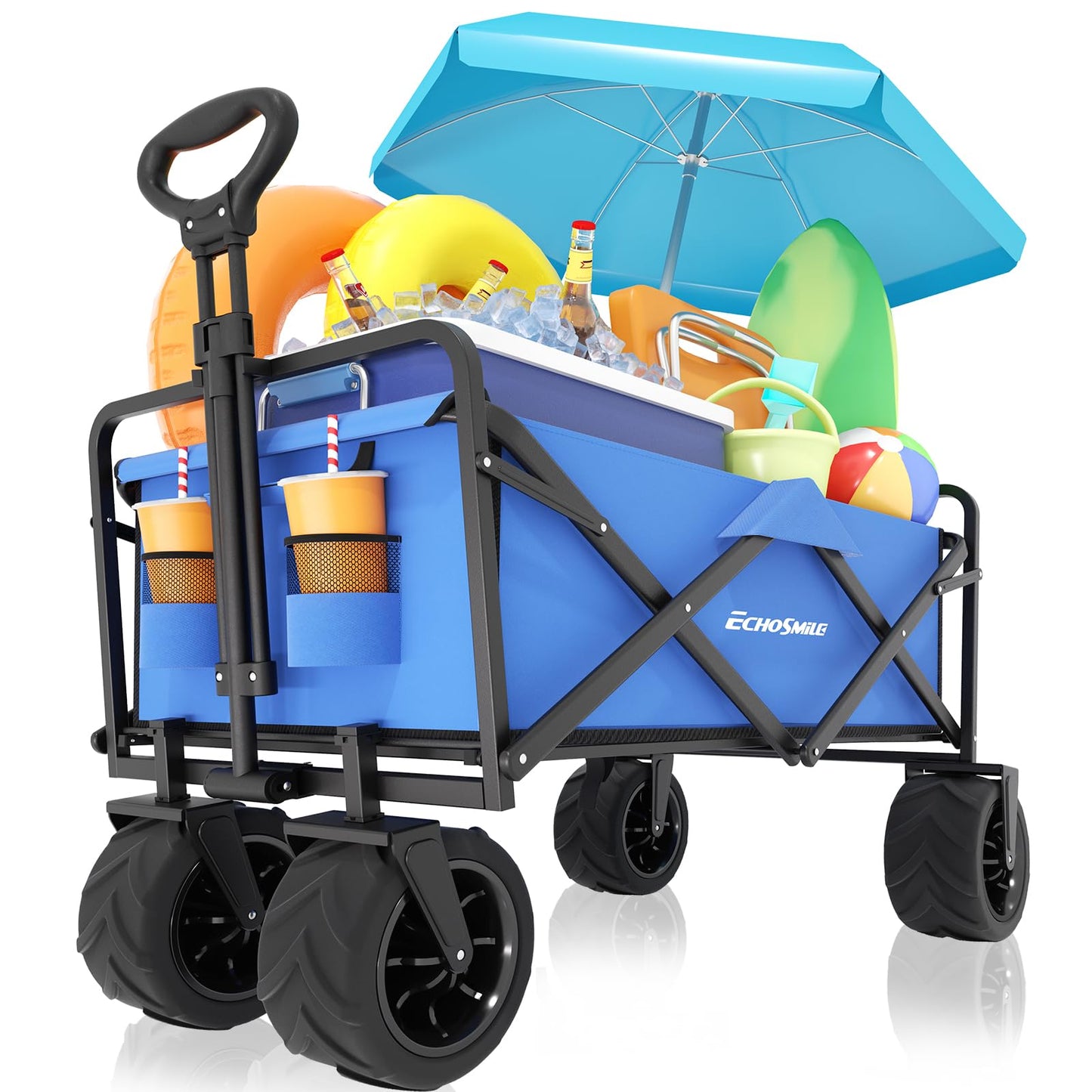 Heavy Duty Folding Wagon Cart with Big Wheels