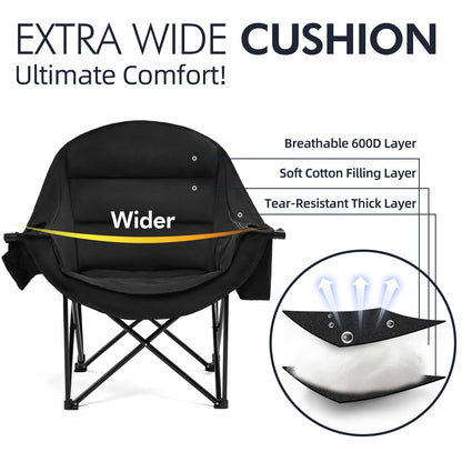 Oversized Heavy Duty Padded Camping Chair with Cooler