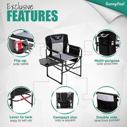Oversized Folding Camping Chair with Side Table