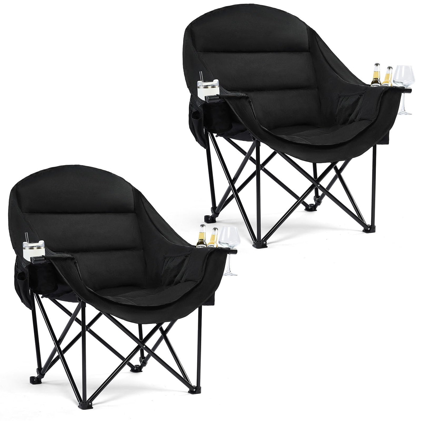 Oversized Heavy Duty Padded Camping Chair with Cooler