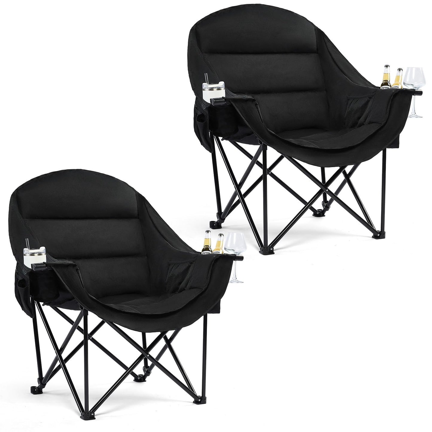 Oversized Heavy Duty Padded Camping Chair with Cooler