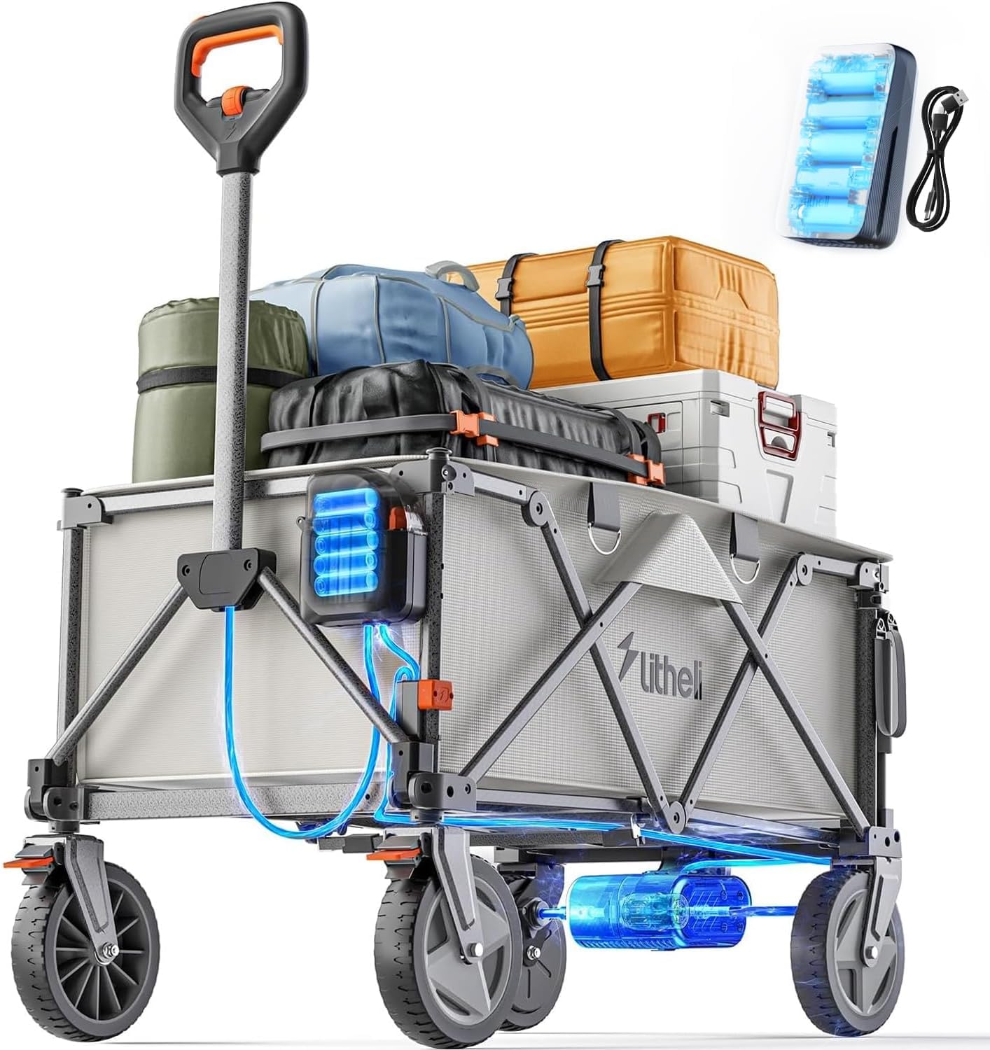 Electric Folding Utility Camping Wagon Cart