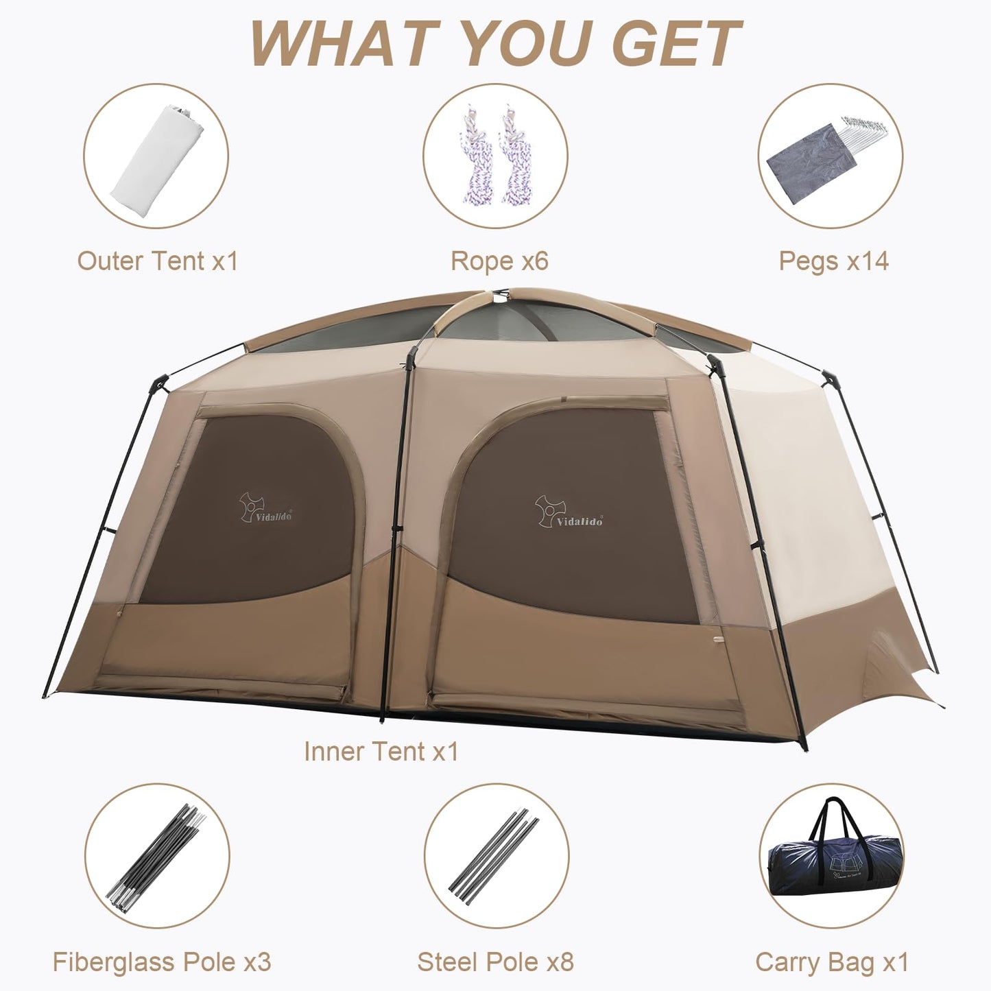 3-4 Person Waterproof Camping Tent with Vestibule