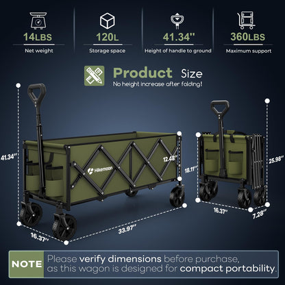 120L Folding Wagon Cart for Camping and Outdoors