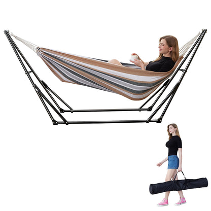 Hammock with Foldable Steel Stand and Carry Bag