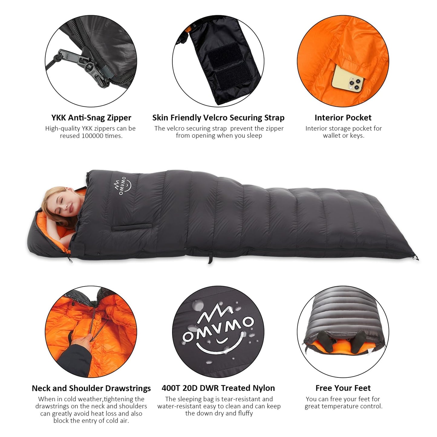 Wearable Down Sleeping Bag for Cold Weather Camping