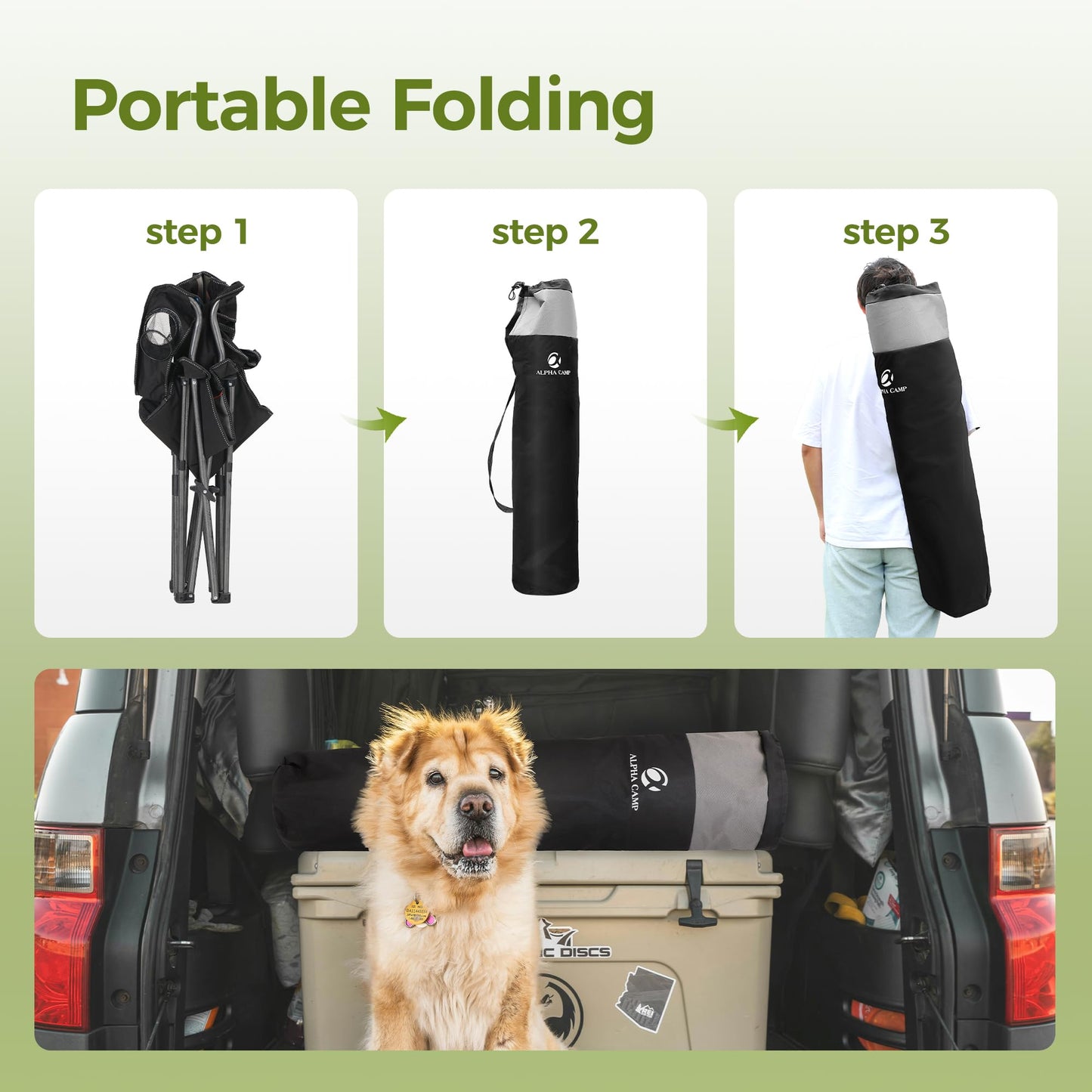Heavy Duty Folding Camping Chair with Cooler Bag