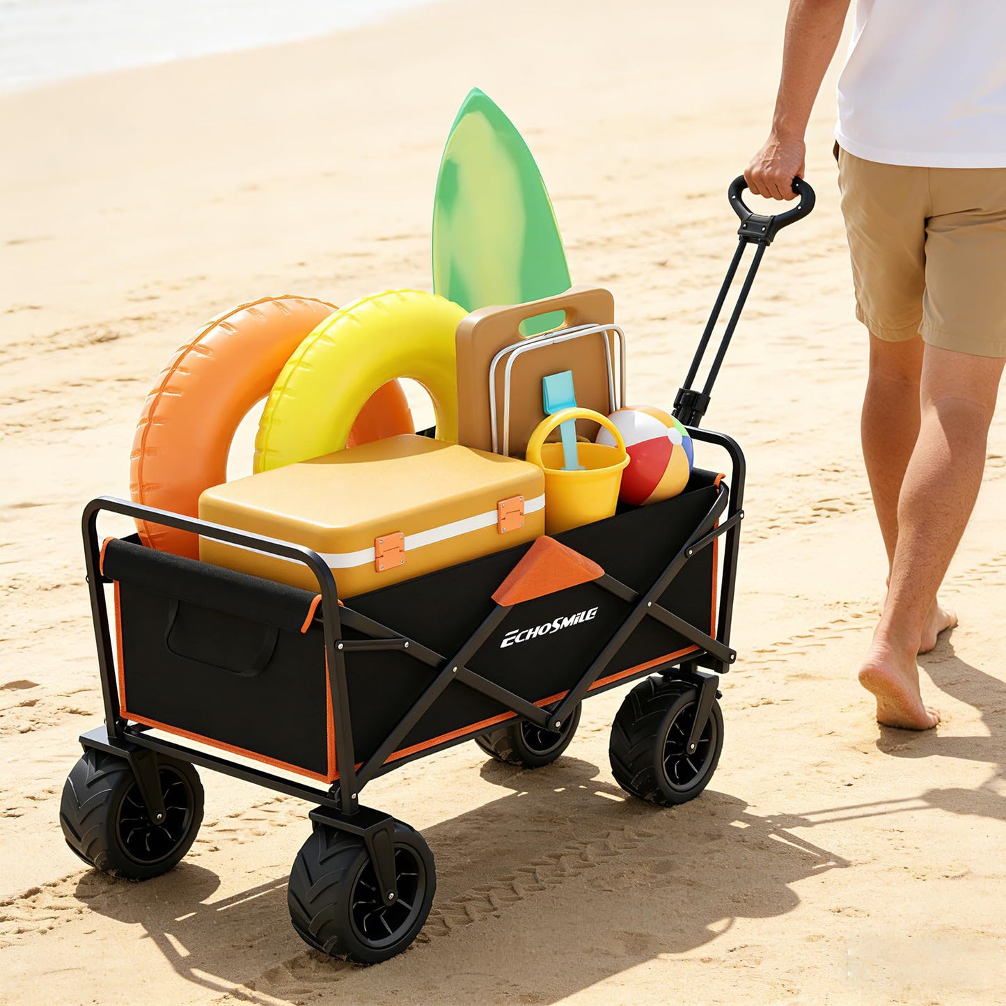 Heavy Duty Folding Wagon Cart with Big Wheels