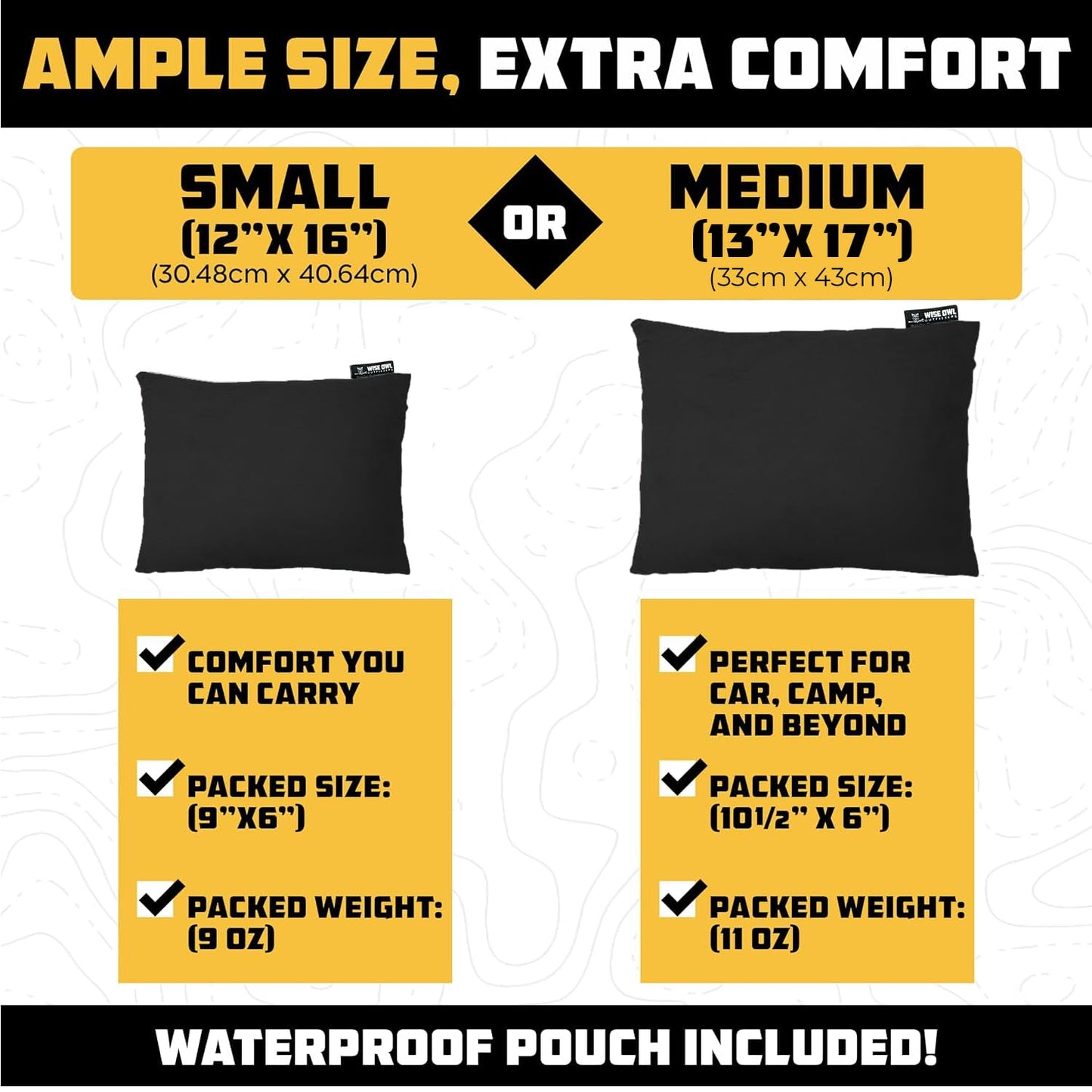 Memory Foam Camping Pillow for Travel and Hiking