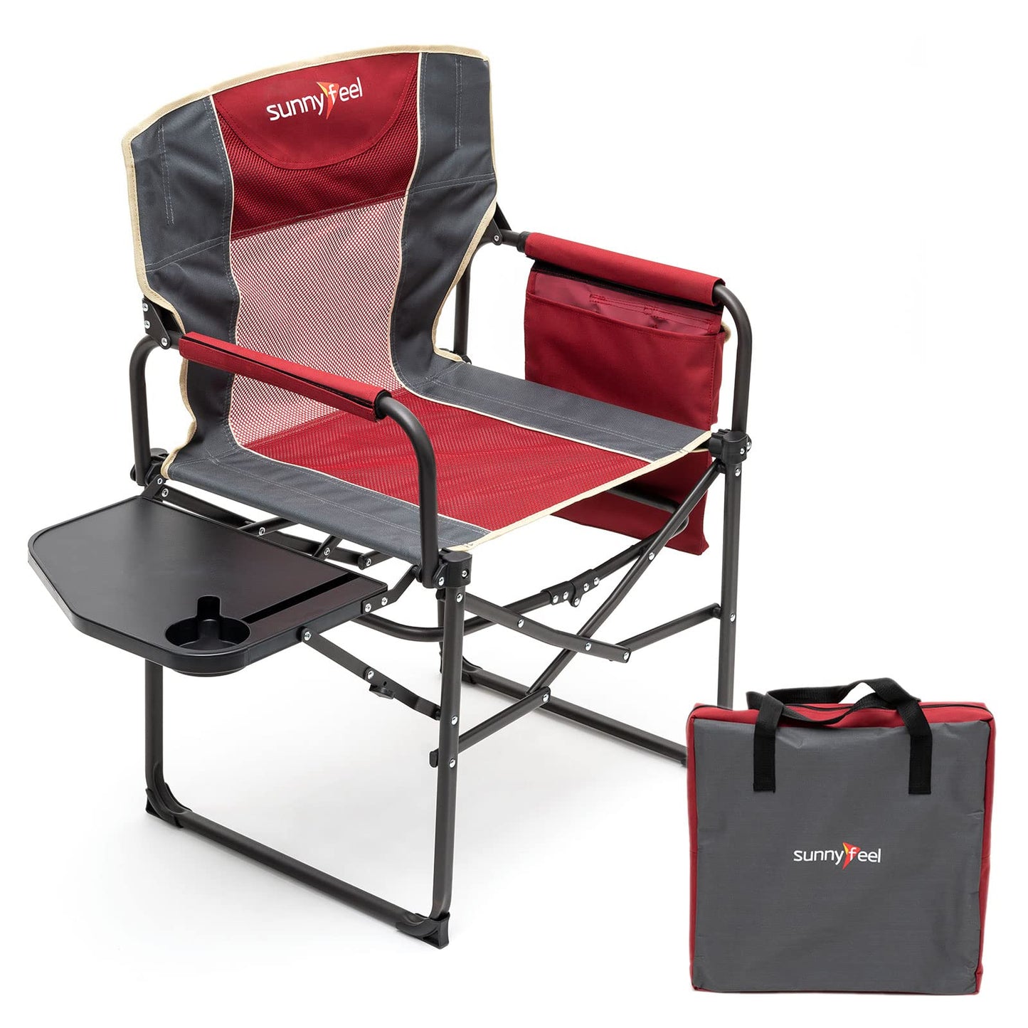 Oversized Folding Camping Chair with Side Table