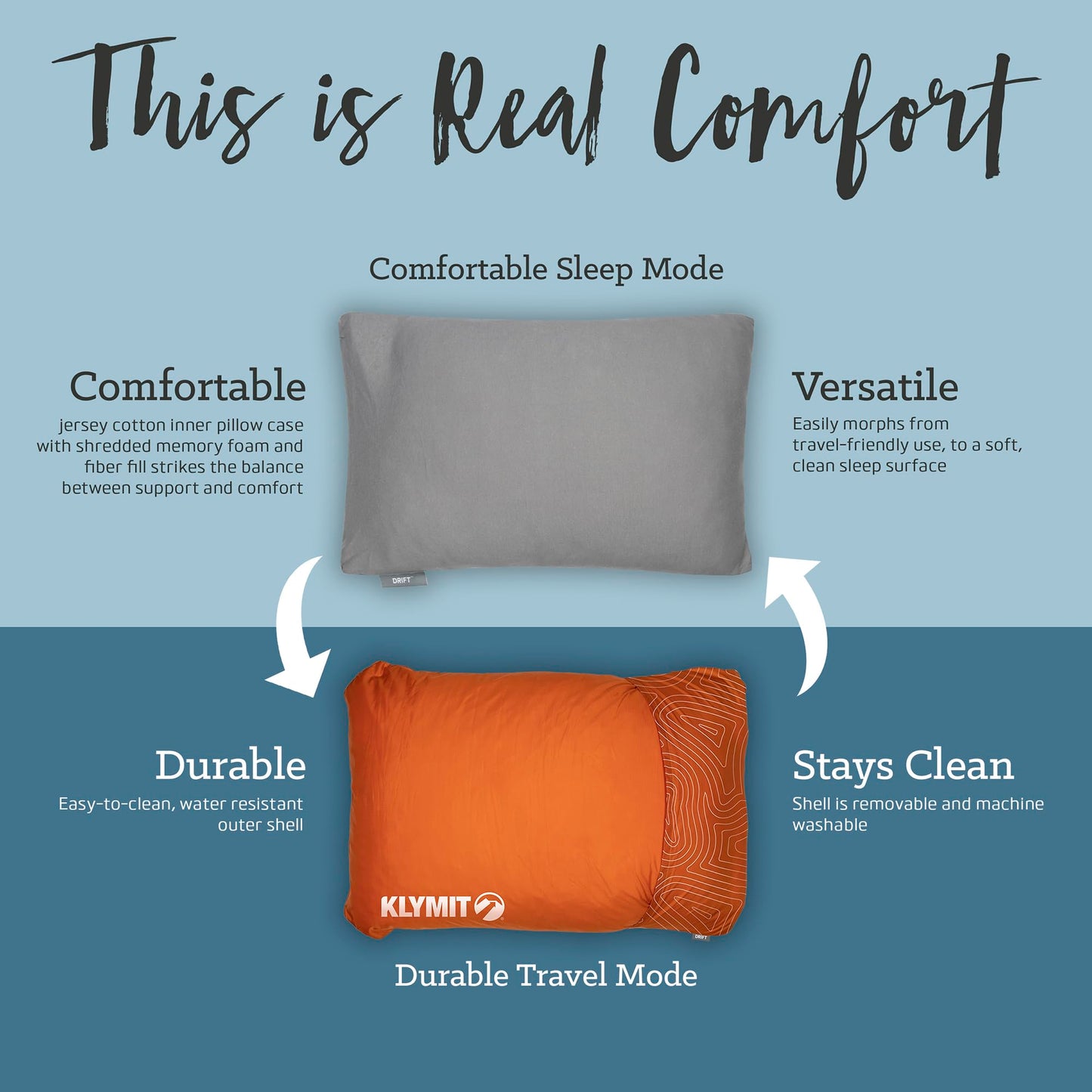 Shredded Memory Foam Camping Pillow Large Size