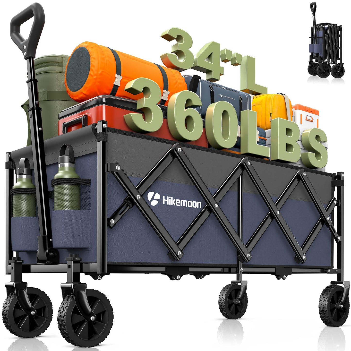 120L Folding Wagon Cart for Camping and Outdoors