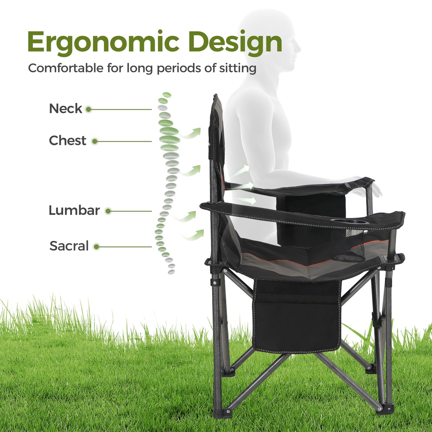 Heavy Duty Folding Camping Chair with Cooler Bag