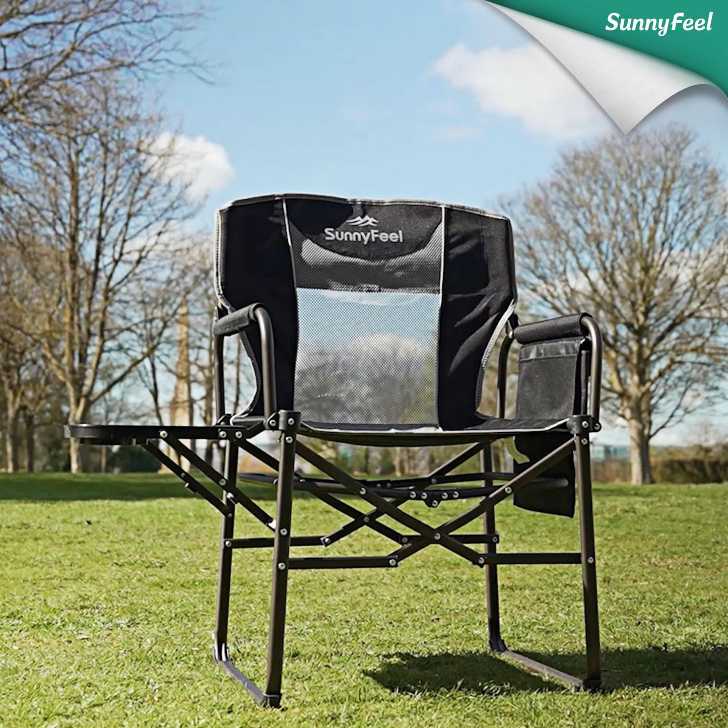 Oversized Folding Camping Chair with Side Table