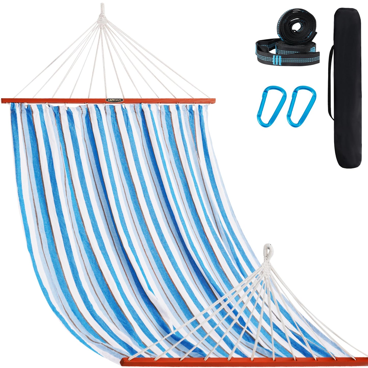 Cotton Double Hammock with Spreader Bar for Outdoors
