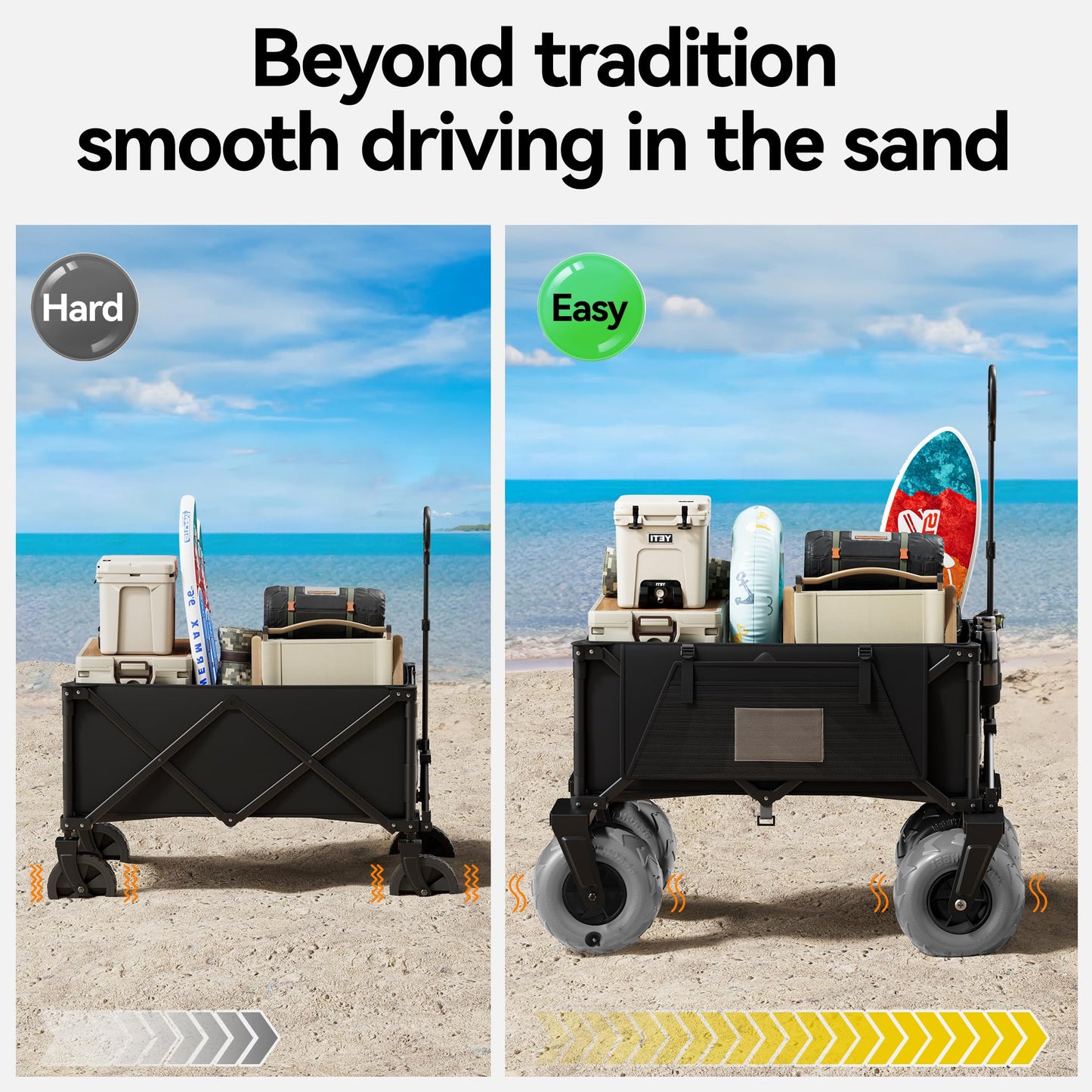 Beach Wagon Cart with Big Wheels for Camping