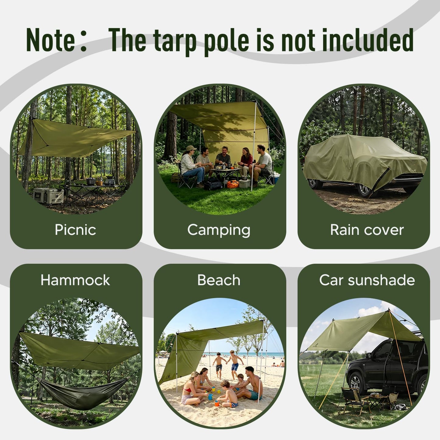 Large Waterproof Camping Tarp Canopy Shelter