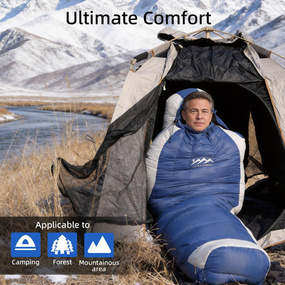 Down Sleeping Bag with Pillow for Camping and Hiking