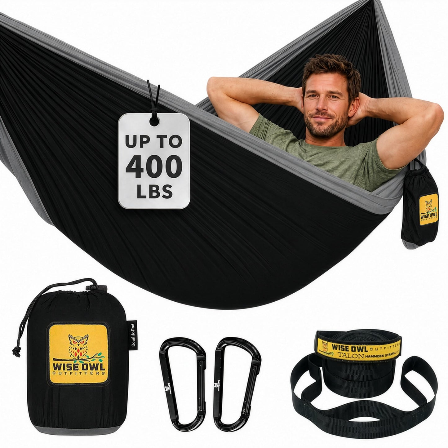 Portable Camping Hammock with Tree Straps