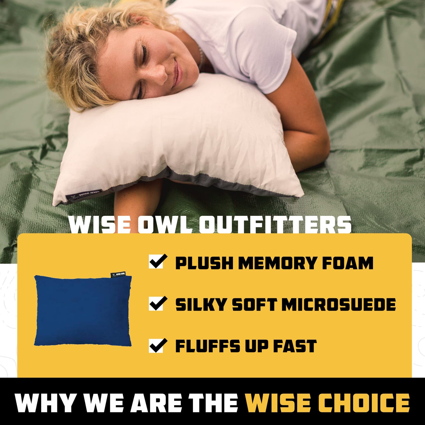 Memory Foam Camping Pillow for Travel and Hiking