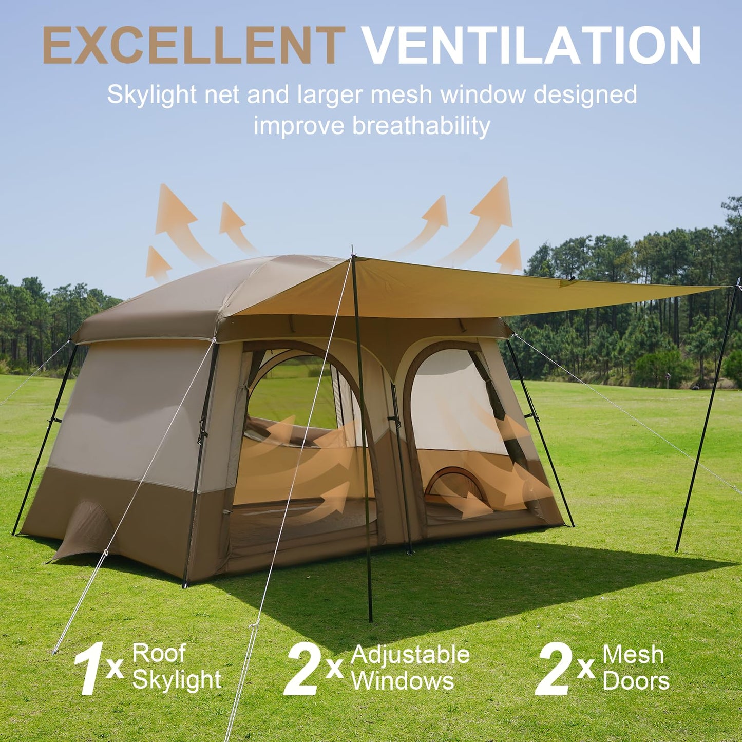 3-4 Person Waterproof Camping Tent with Vestibule