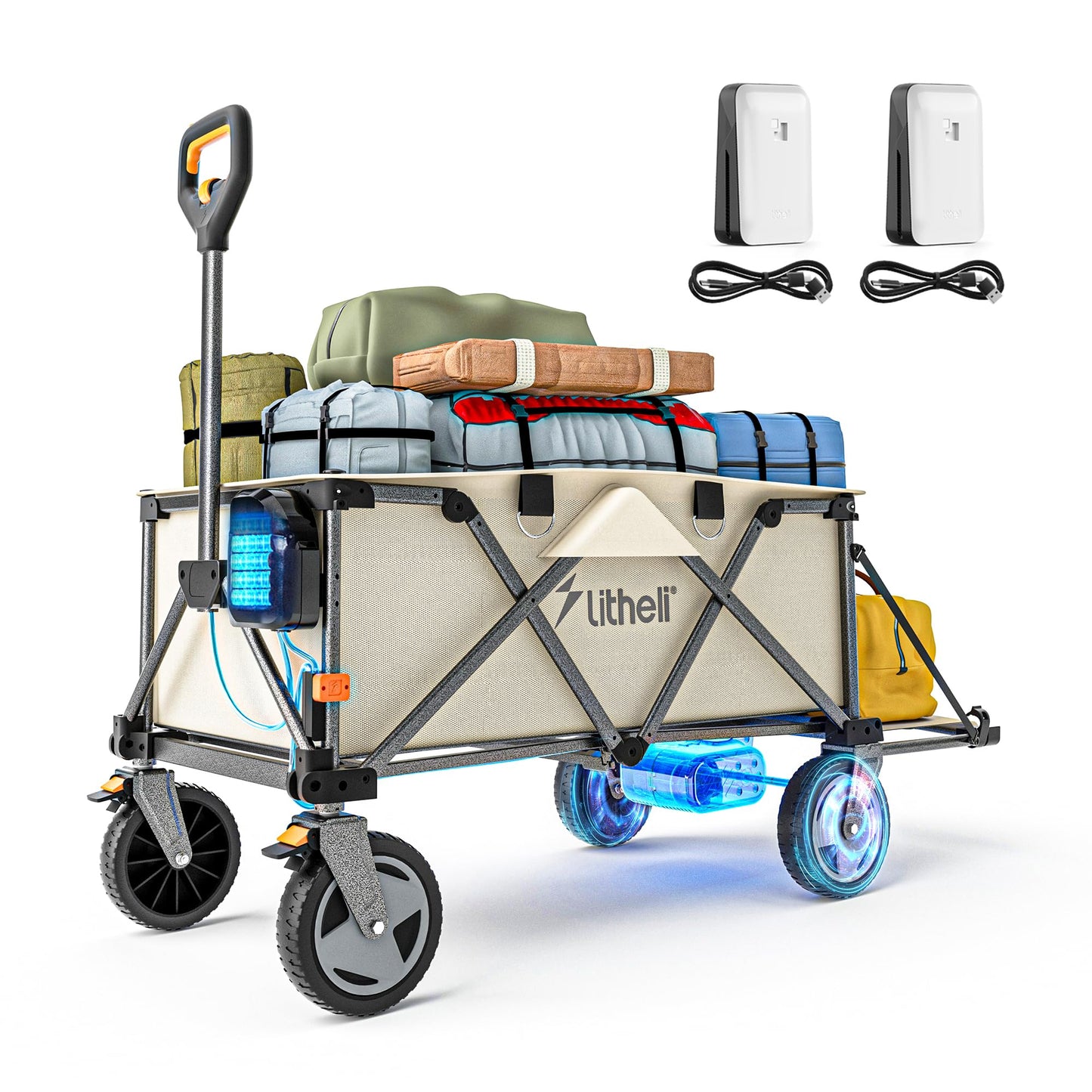 Electric Folding Utility Camping Wagon Cart