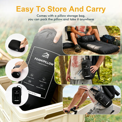Memory Foam Camping Pillow for Travel and Hiking