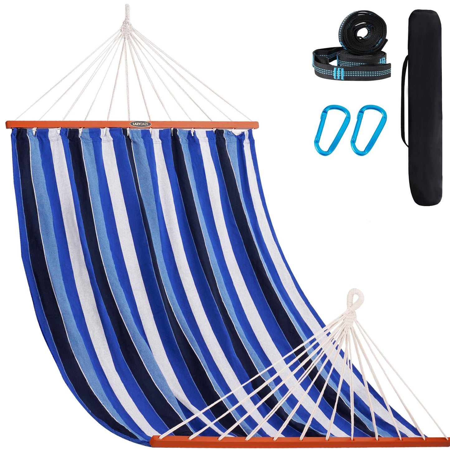 Cotton Double Hammock with Spreader Bar for Outdoors