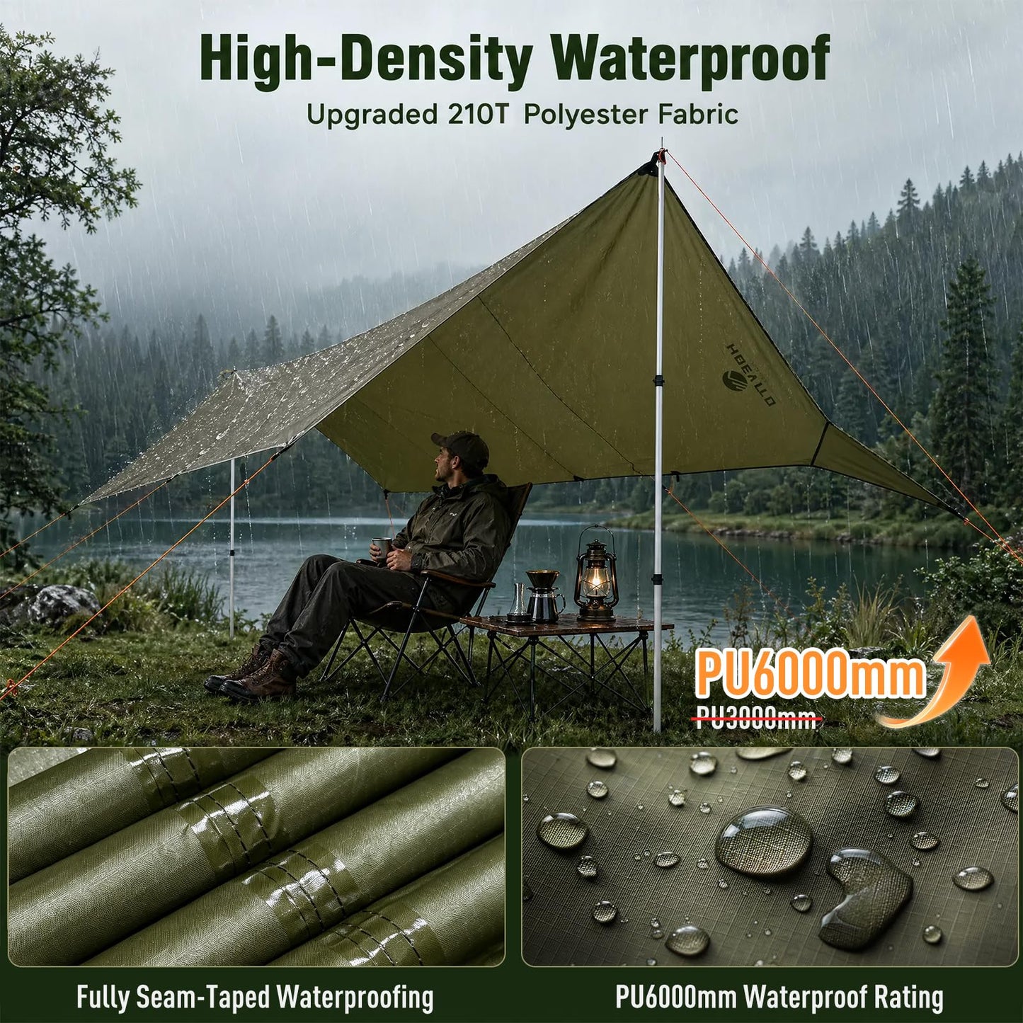 Large Waterproof Camping Tarp Canopy Shelter