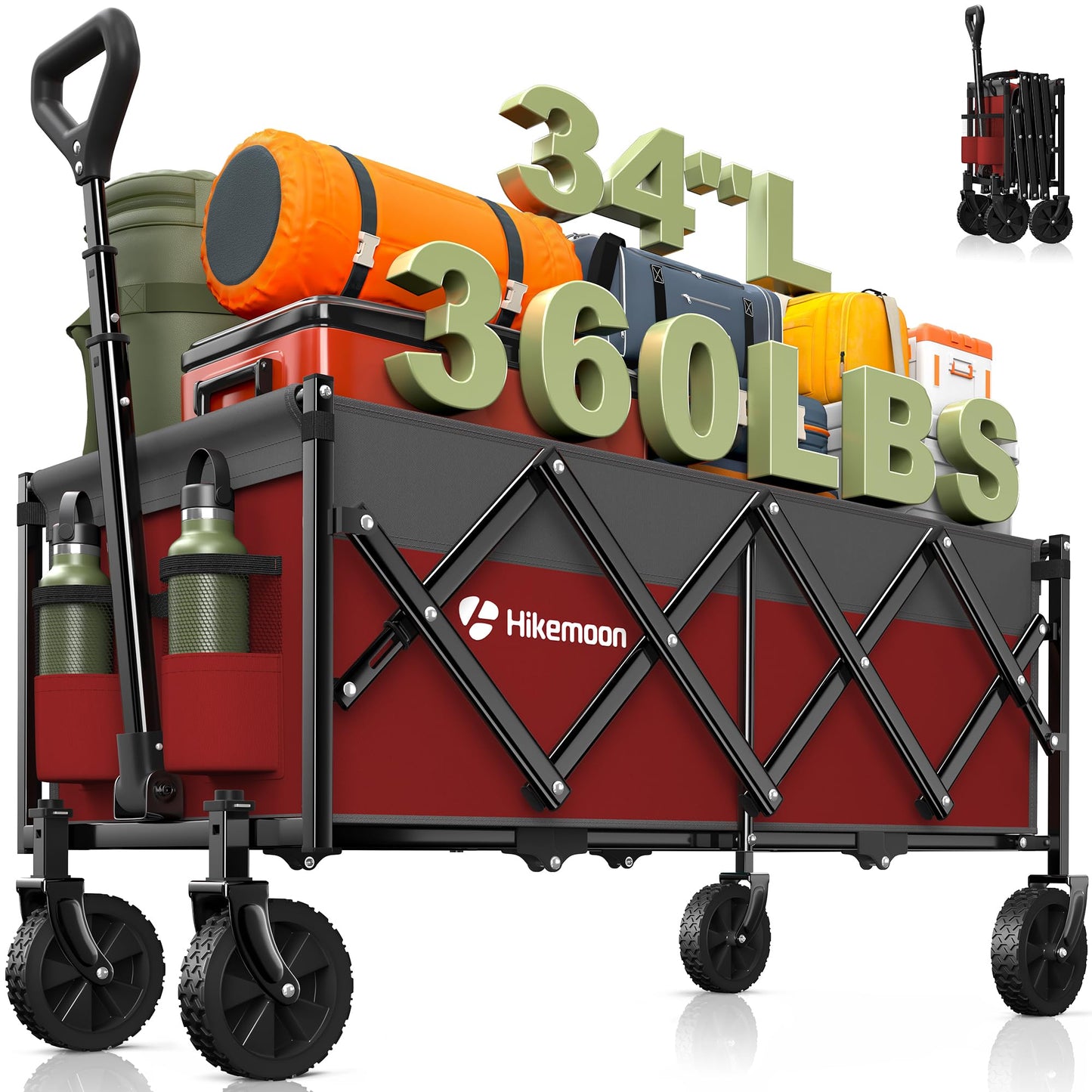120L Folding Wagon Cart for Camping and Outdoors