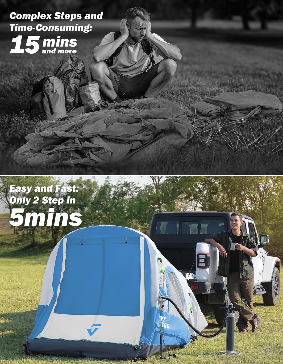Inflatable Truck Bed Camping Tent with Awning
