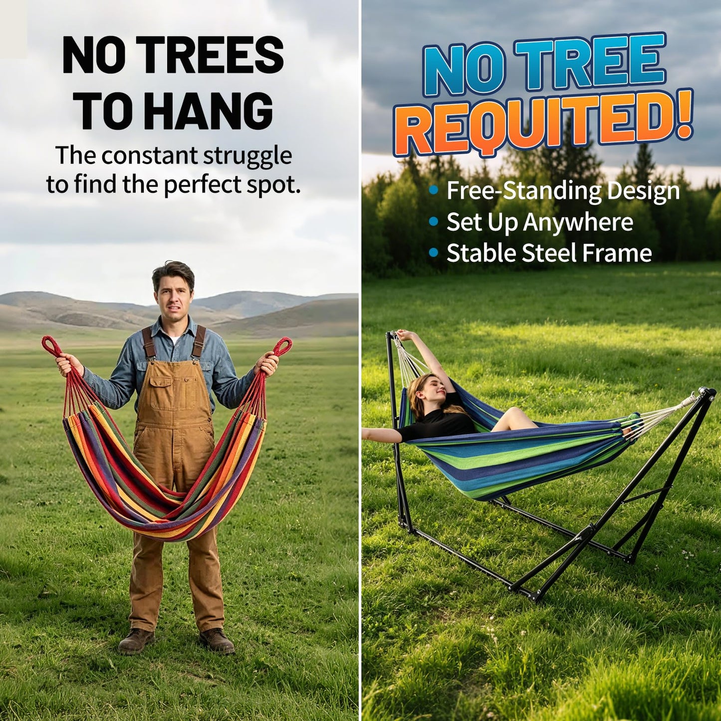 Hammock with Foldable Steel Stand and Carry Bag