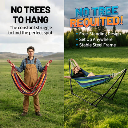 Hammock with Foldable Steel Stand and Carry Bag