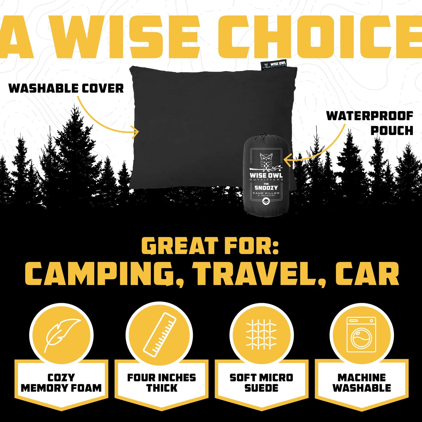 Memory Foam Camping Pillow for Travel and Hiking