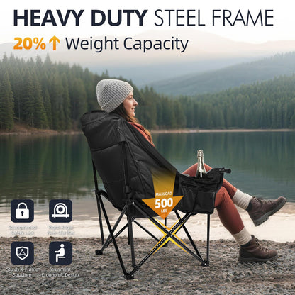 Oversized Heavy Duty Padded Camping Chair with Cooler