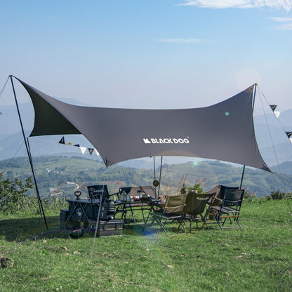 Black Coating Camping Tarp with Poles