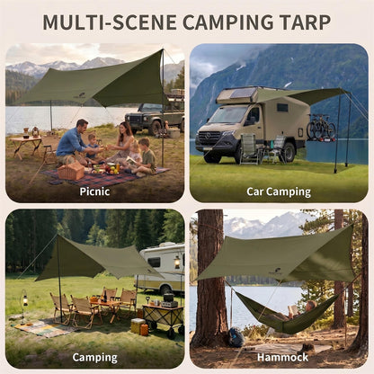 Waterproof Camping Tarp Canopy with Poles