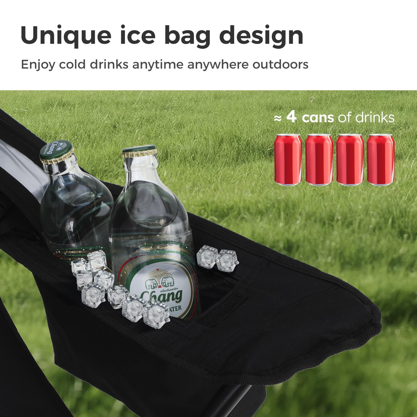 Padded Folding Camping Chair with Cooler Bag