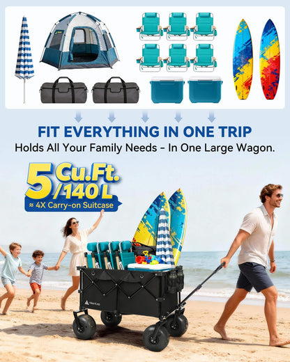 Heavy Duty Beach Wagon with Balloon Wheels