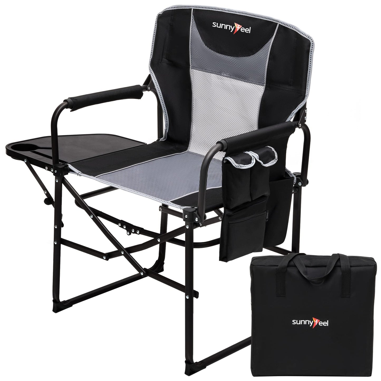 Oversized Folding Camping Chair with Side Table