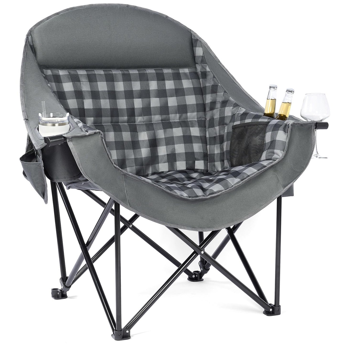 Oversized Heavy Duty Padded Camping Chair with Cooler