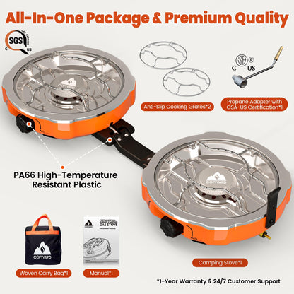 20,000 BTU Dual Burner Camping Stove