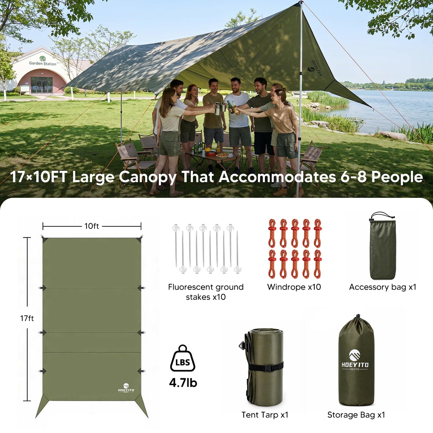 Large Waterproof Camping Tarp Canopy Shelter