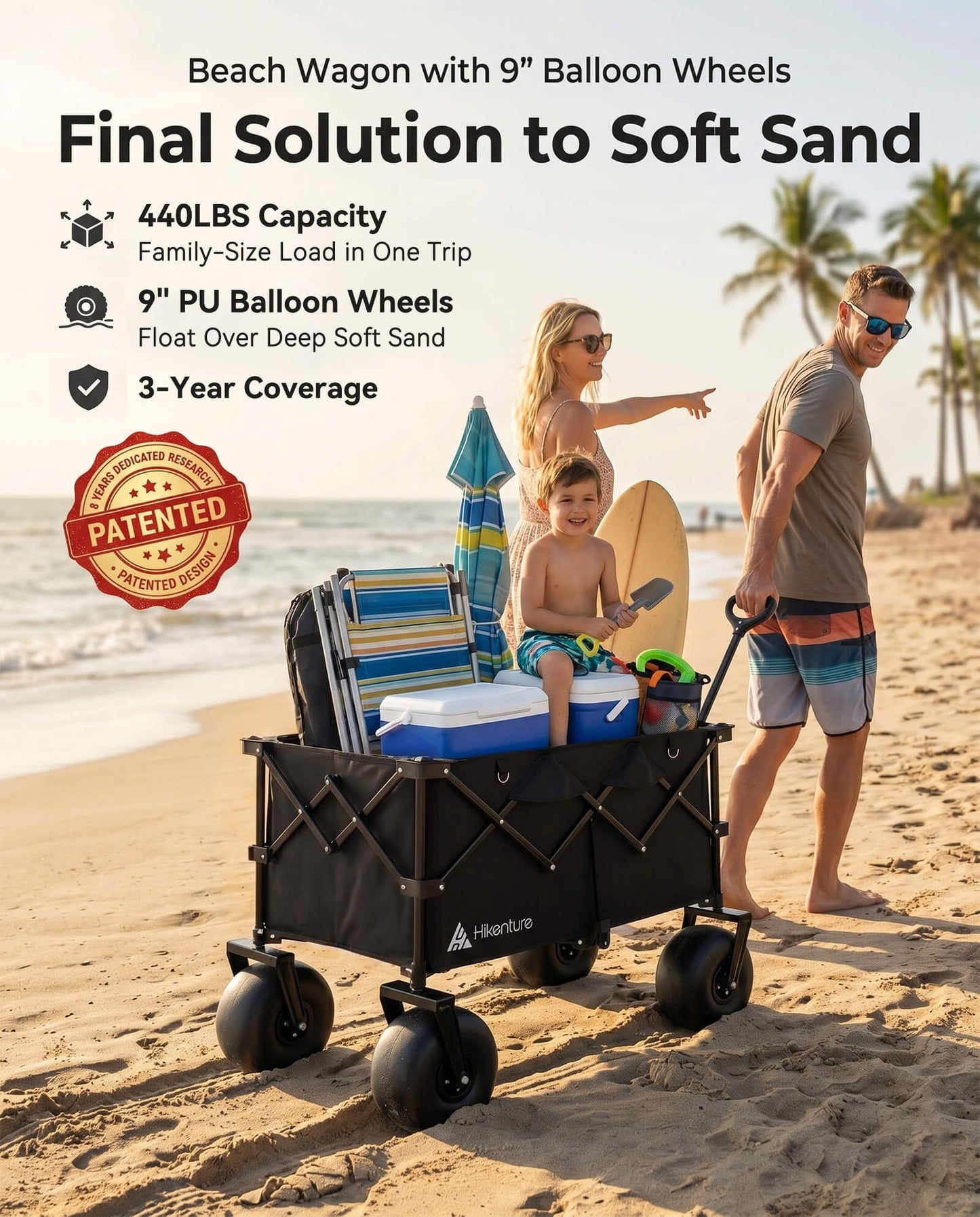 Heavy Duty Beach Wagon with Balloon Wheels