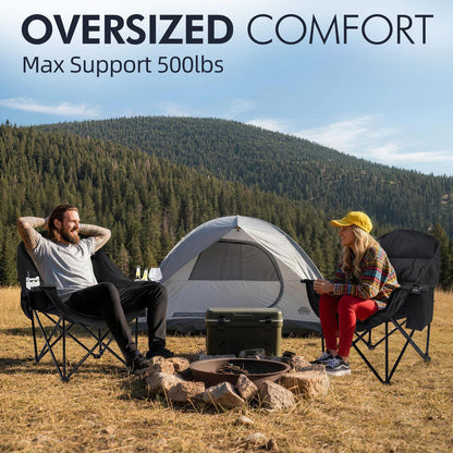 Oversized Heavy Duty Padded Camping Chair with Cooler
