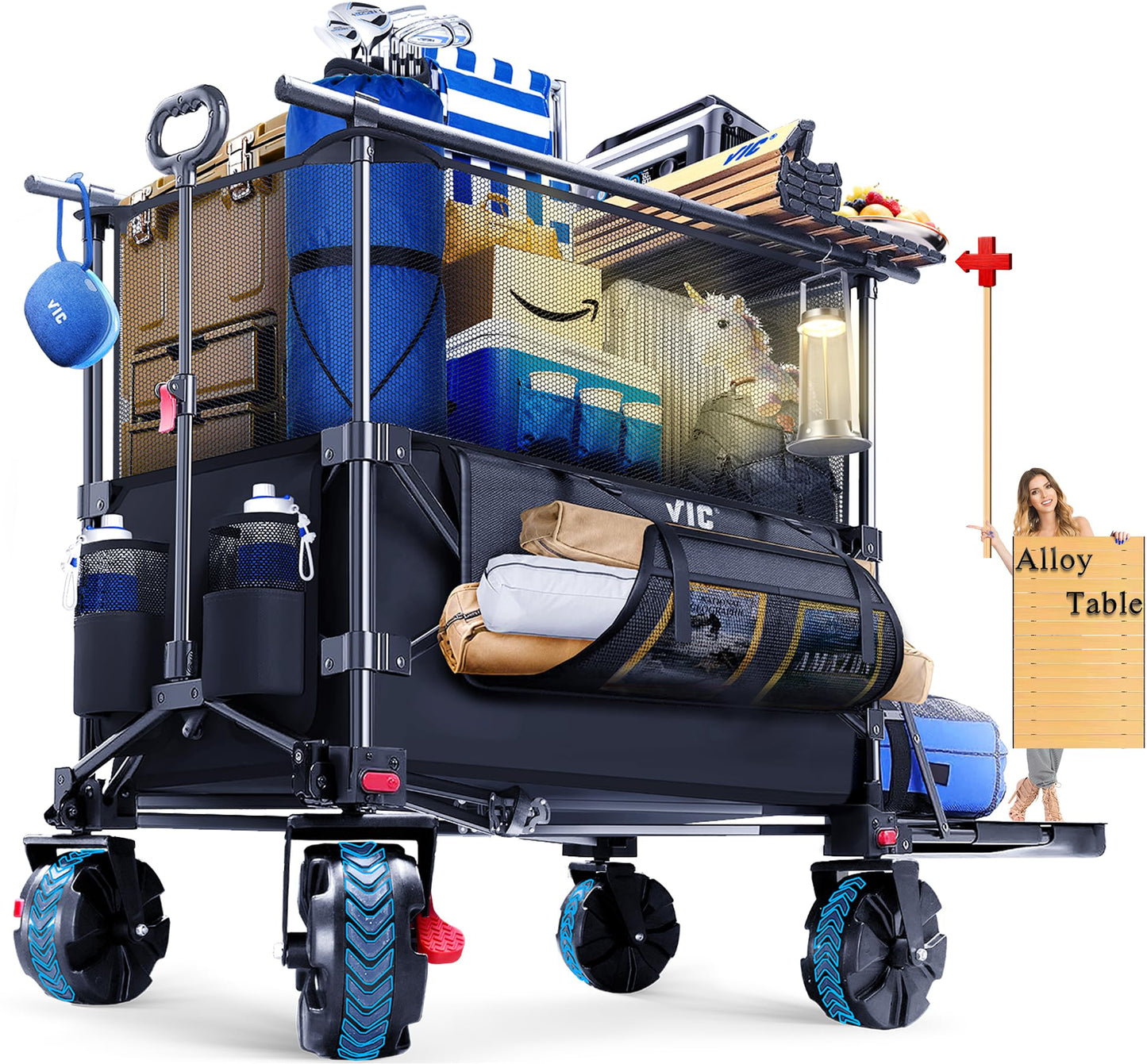 Heavy Duty Folding Wagon Cart with All-Terrain Wheels