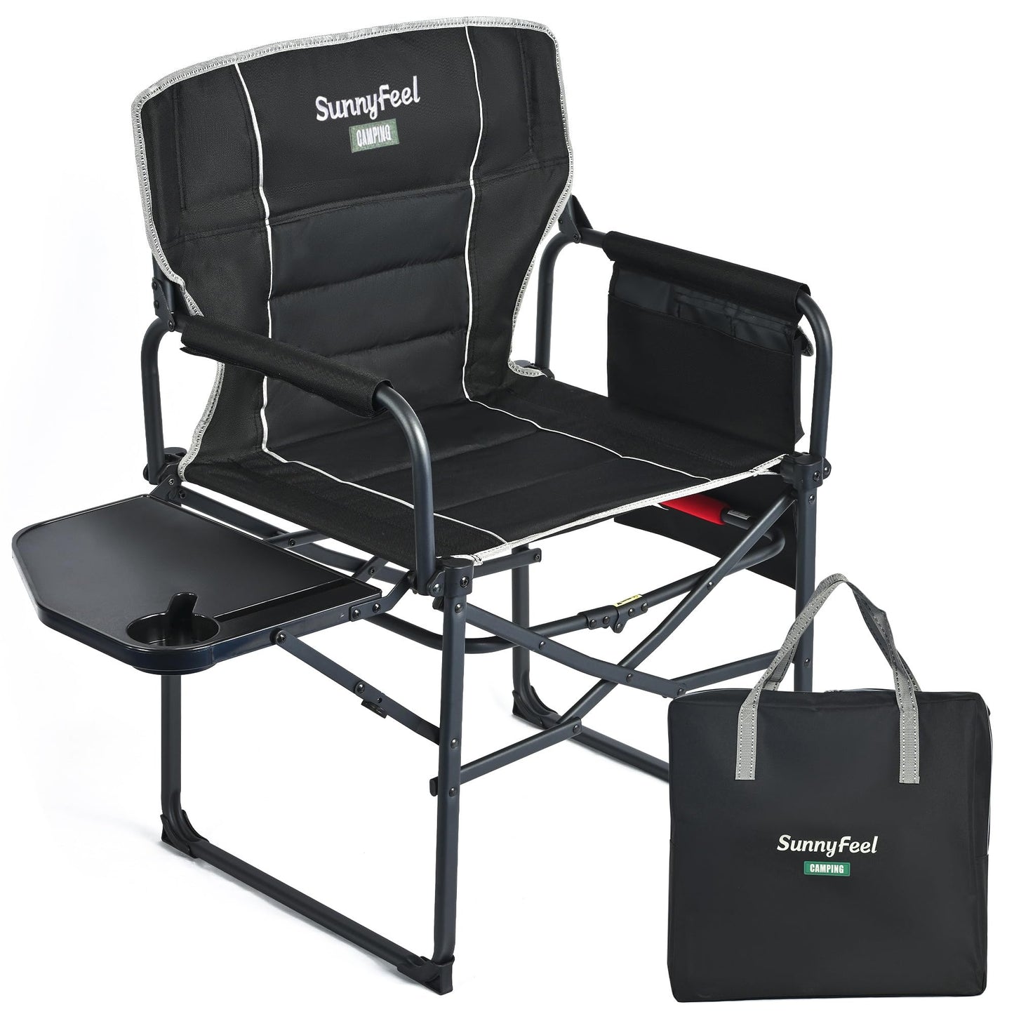 Oversized Folding Camping Chair with Side Table