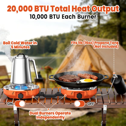 20,000 BTU Dual Burner Camping Stove