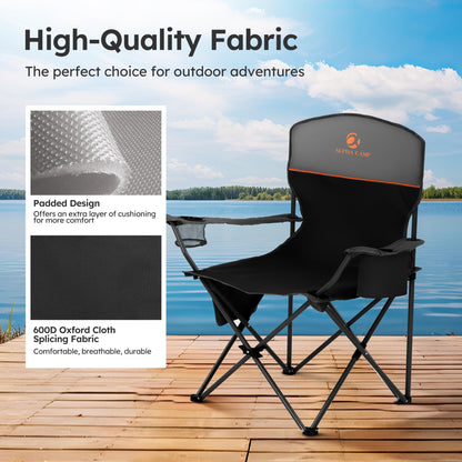 Padded Folding Camping Chair with Cooler Bag
