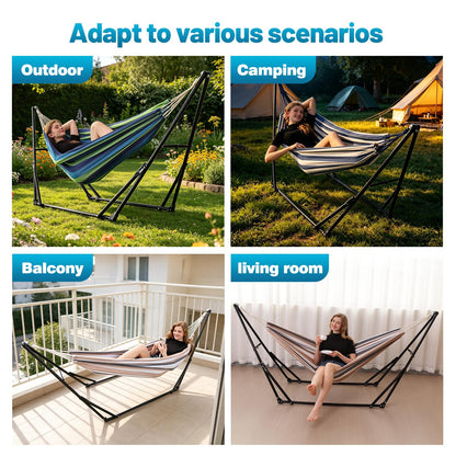 Hammock with Foldable Steel Stand and Carry Bag